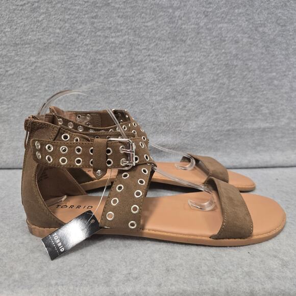 NEW Torrid Brown Extra Wide Eyelet Gladiator Sandals Size 11WW - Picture 2 of 10